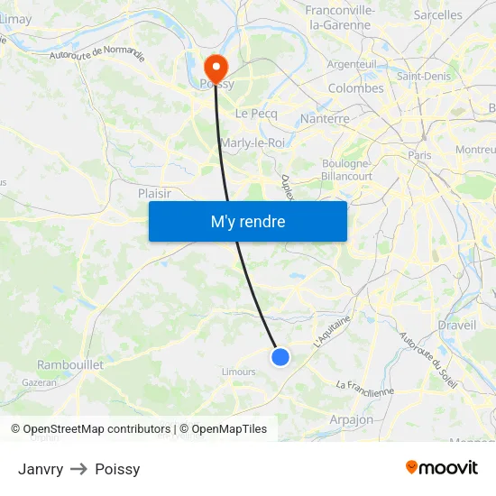 Janvry to Poissy map