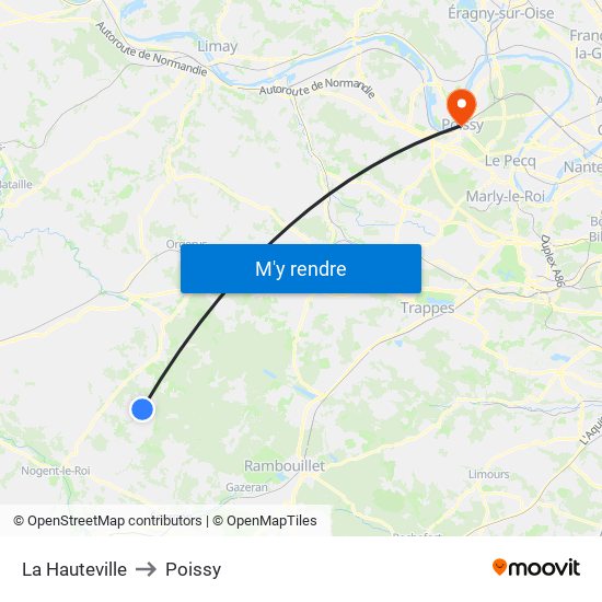 La Hauteville to Poissy map