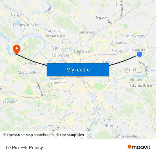 Le Pin to Poissy map