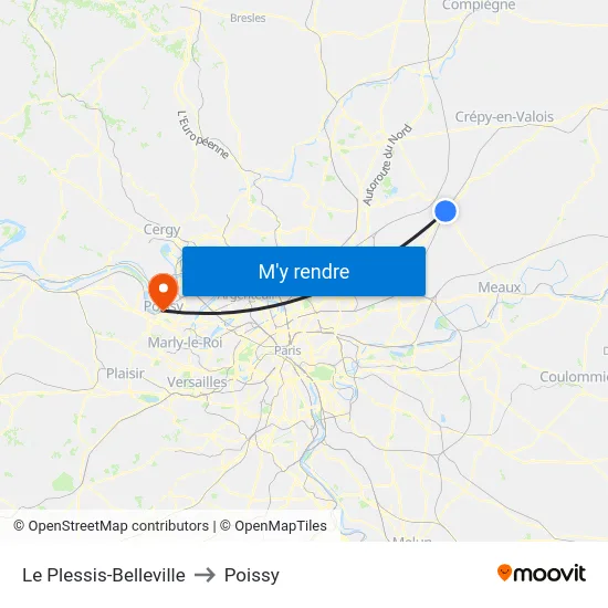 Le Plessis-Belleville to Poissy map