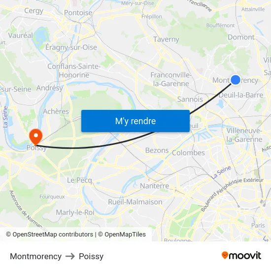 Montmorency to Poissy map