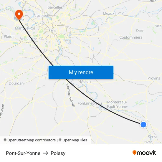 Pont-Sur-Yonne to Poissy map