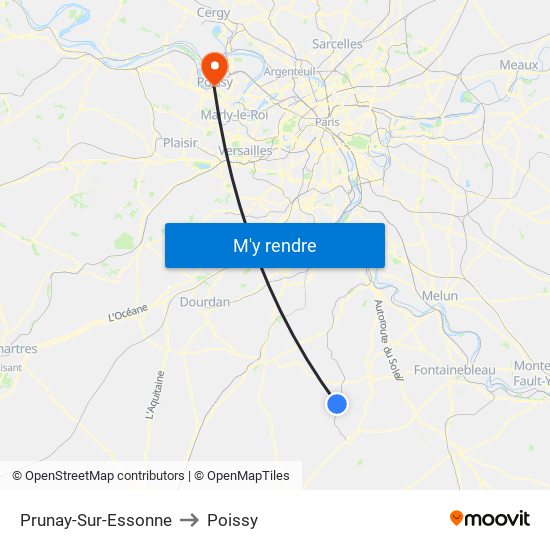 Prunay-Sur-Essonne to Poissy map