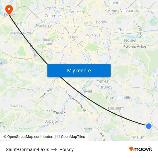 Saint-Germain-Laxis to Poissy map