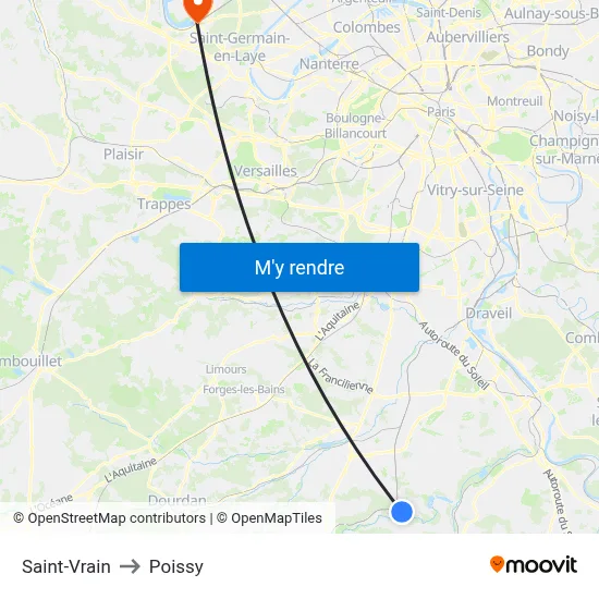 Saint-Vrain to Poissy map