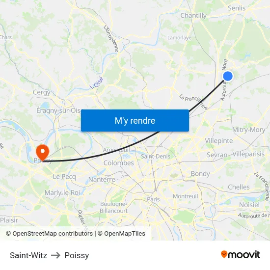 Saint-Witz to Poissy map