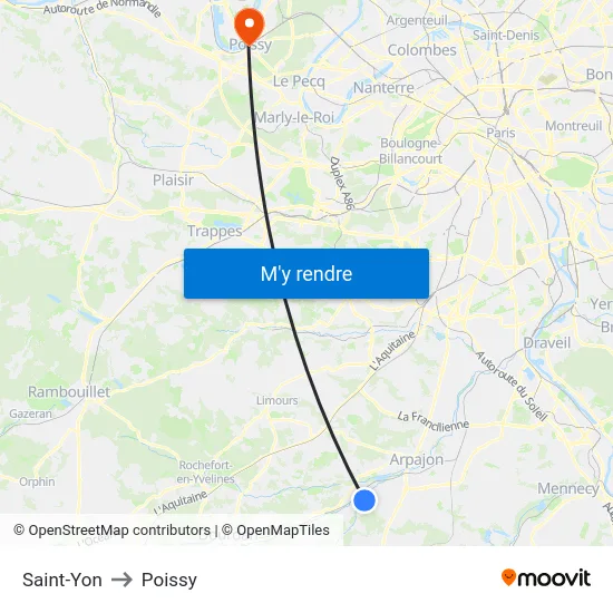 Saint-Yon to Poissy map
