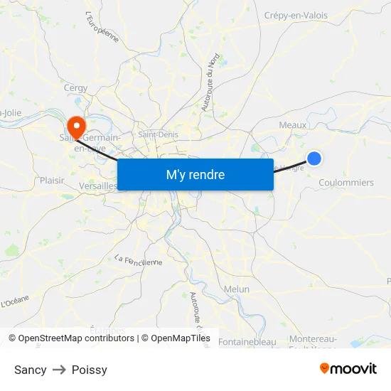 Sancy to Poissy map