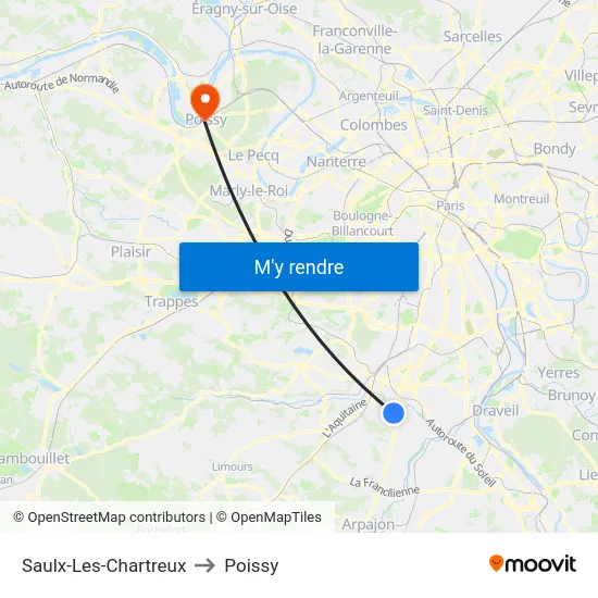 Saulx-Les-Chartreux to Poissy map