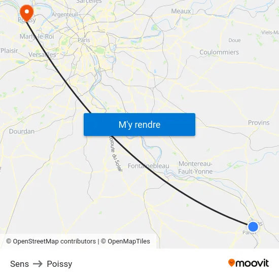 Sens to Poissy map
