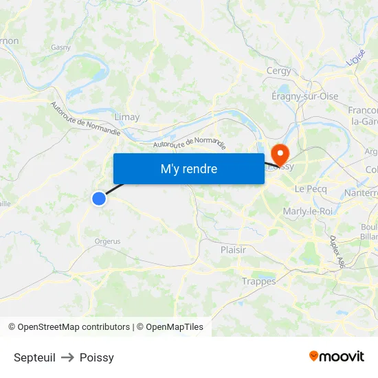 Septeuil to Poissy map