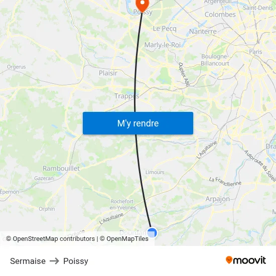 Sermaise to Poissy map