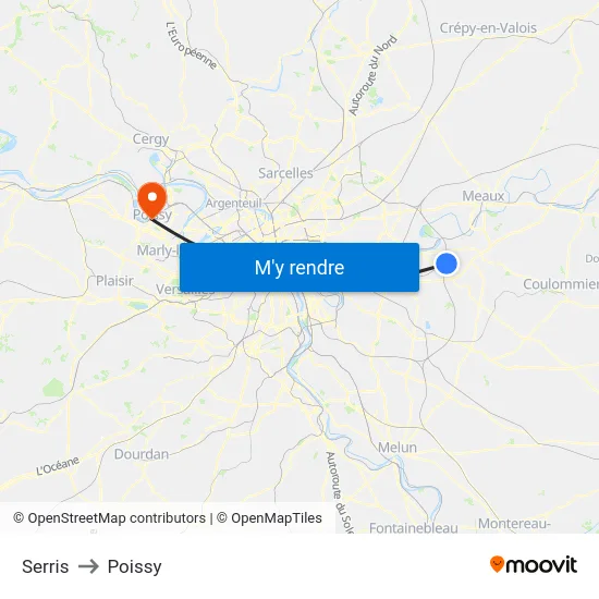 Serris to Poissy map