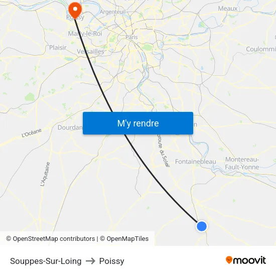 Souppes-Sur-Loing to Poissy map
