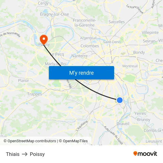 Thiais to Poissy map
