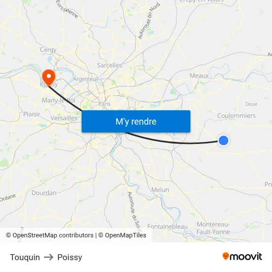 Touquin to Poissy map