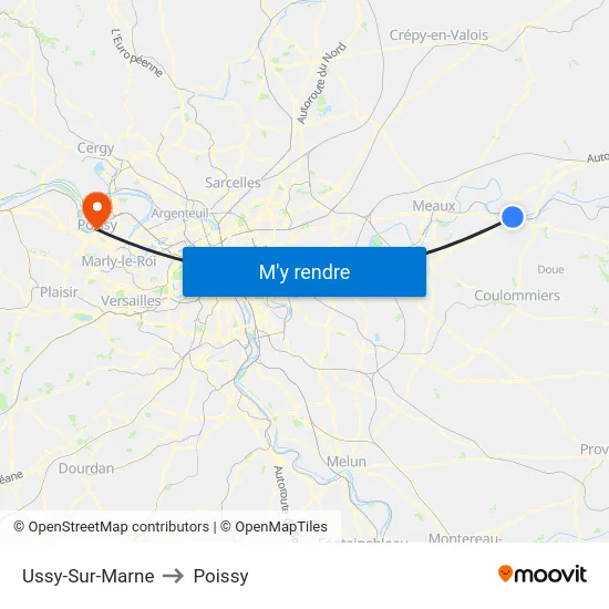 Ussy-Sur-Marne to Poissy map