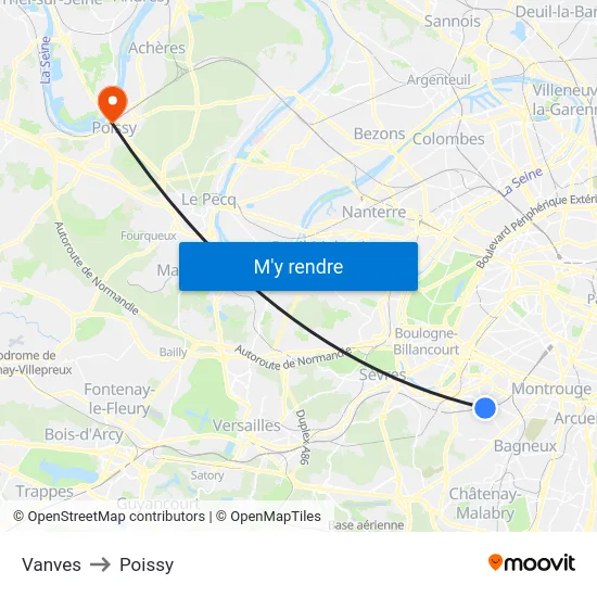 Vanves to Poissy map