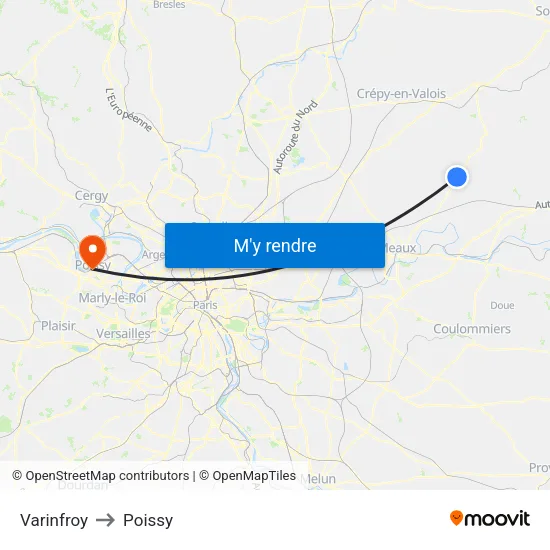 Varinfroy to Poissy map