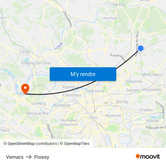 Vemars to Poissy map