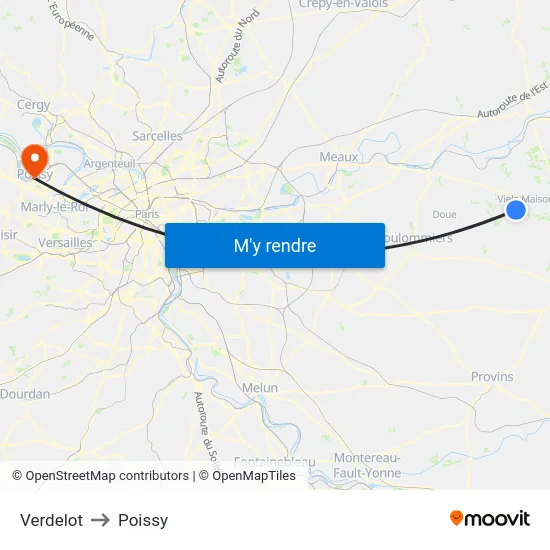 Verdelot to Poissy map