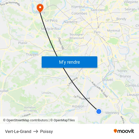 Vert-Le-Grand to Poissy map