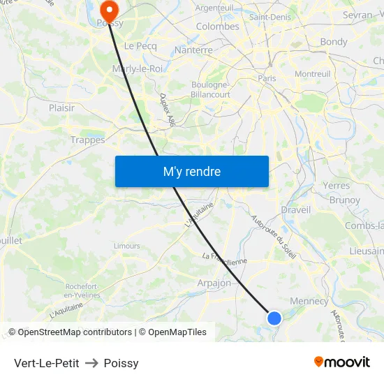 Vert-Le-Petit to Poissy map