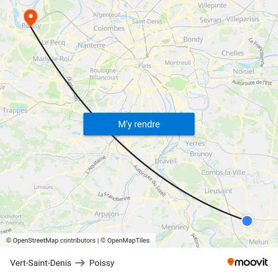 Vert-Saint-Denis to Poissy map