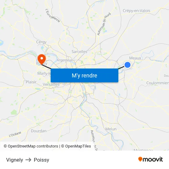 Vignely to Poissy map
