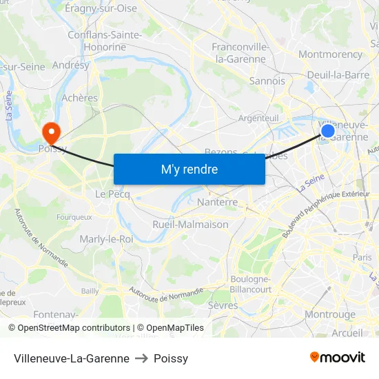 Villeneuve-La-Garenne to Poissy map