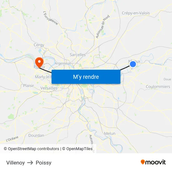 Villenoy to Poissy map