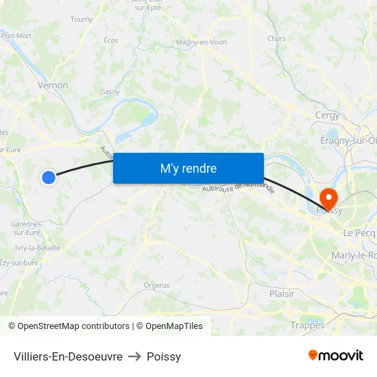 Villiers-En-Desoeuvre to Poissy map