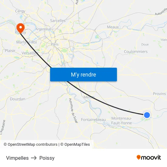 Vimpelles to Poissy map
