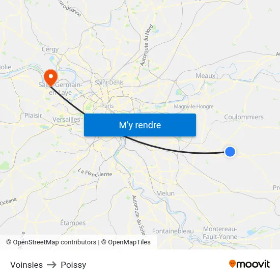 Voinsles to Poissy map