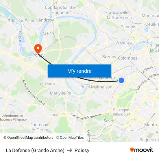 La Défense (Grande Arche) to Poissy map