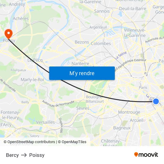 Bercy to Poissy map