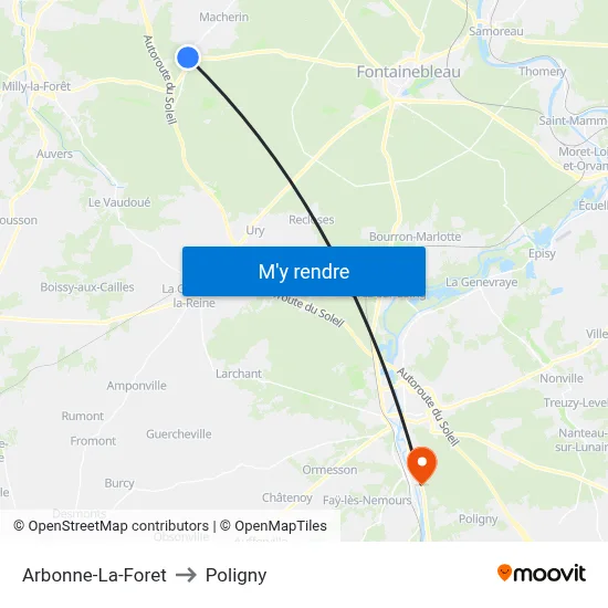Arbonne-La-Foret to Poligny map