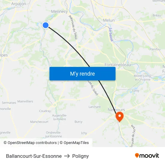 Ballancourt-Sur-Essonne to Poligny map