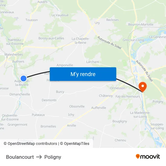 Boulancourt to Poligny map