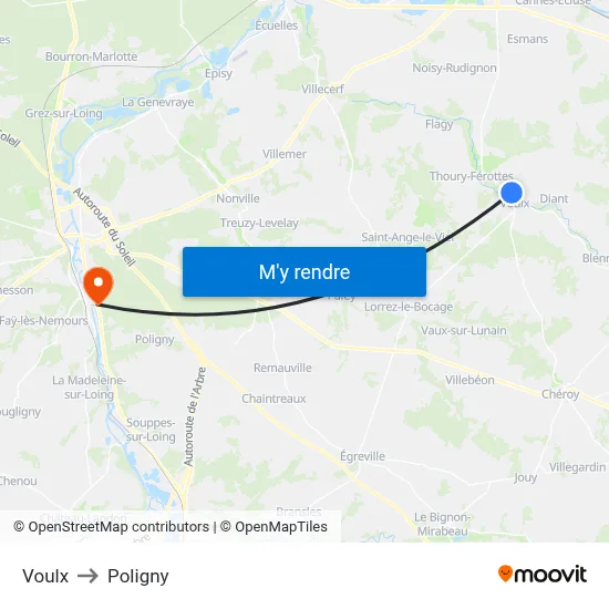 Voulx to Poligny map