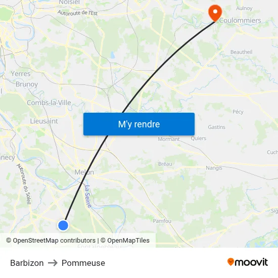 Barbizon to Pommeuse map