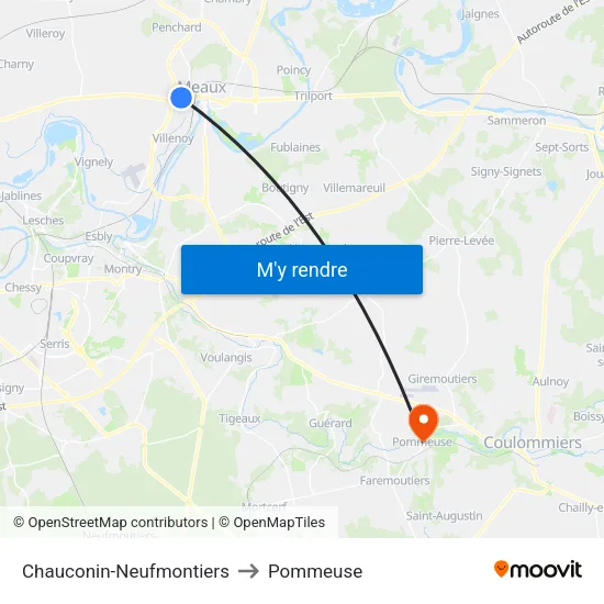 Chauconin-Neufmontiers to Pommeuse map