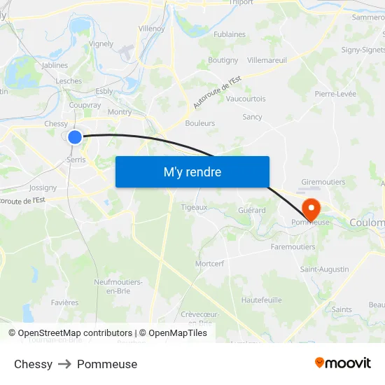 Chessy to Pommeuse map