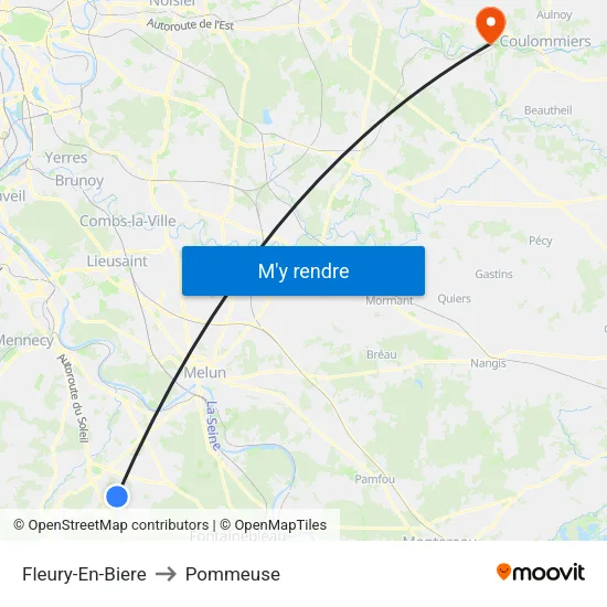 Fleury-En-Biere to Pommeuse map