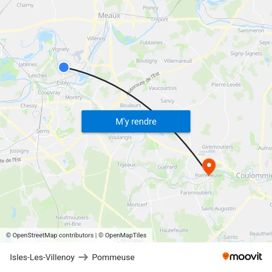 Isles-Les-Villenoy to Pommeuse map