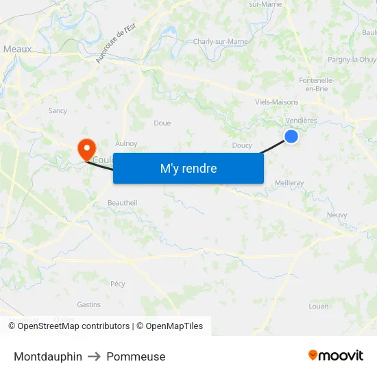 Montdauphin to Pommeuse map
