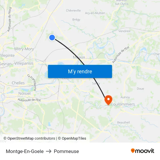 Montge-En-Goele to Pommeuse map