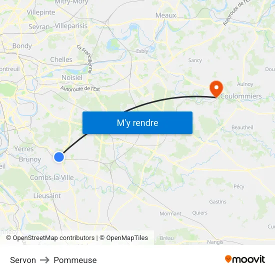 Servon to Pommeuse map