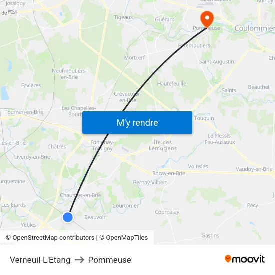 Verneuil-L'Etang to Pommeuse map