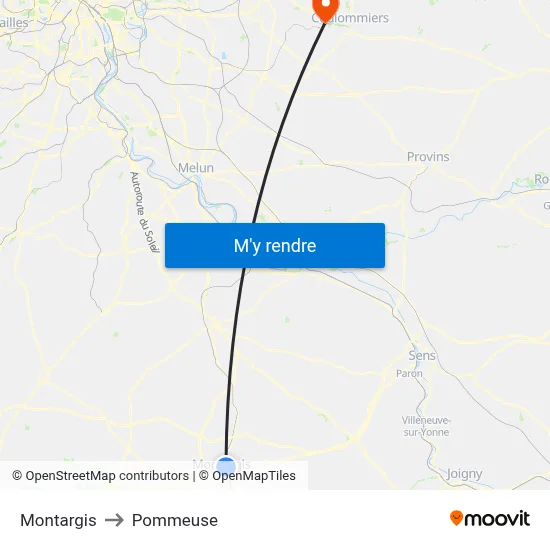Montargis to Pommeuse map